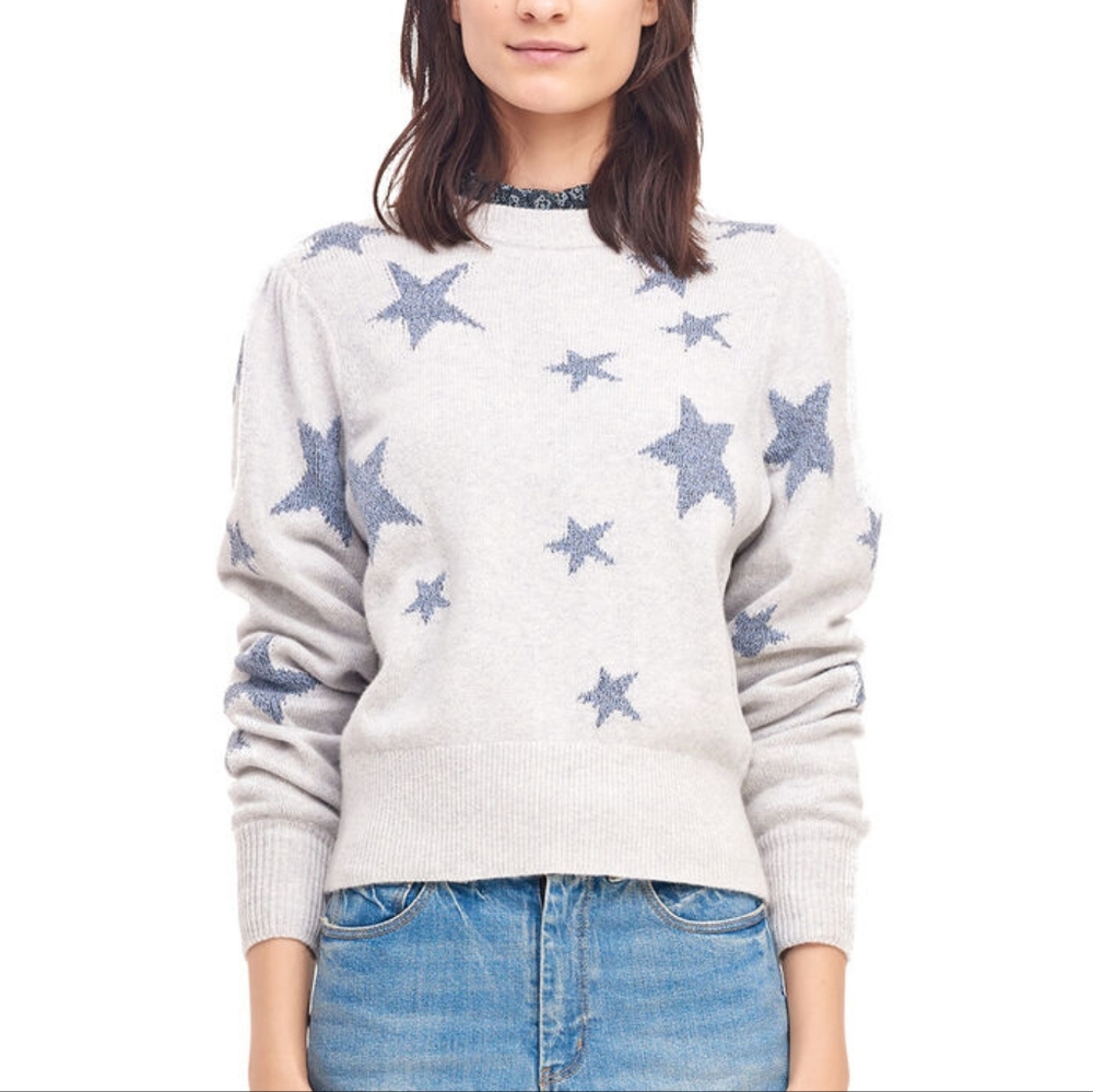 Rebecca Taylor Star-Intarsia Crewneck Pullover Sweater